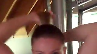 Extremely hot muscle woman fucked after yoga class