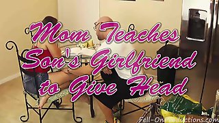 MILF Mom Madisin Lee teaches Sons Girlfriend to give Blowjob