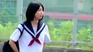 Cute Japanese student sex in car