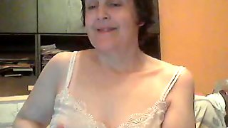 Older woman chatting online