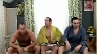 Sexy mature Gangbang and facial MMMF