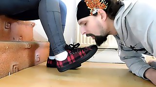 Spitting on your face under my tartan Converse and my slave lick my spits