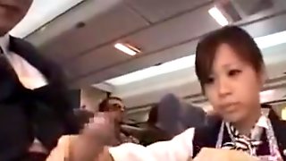 Japanese Stewardess Handjob, Asian Stewardess