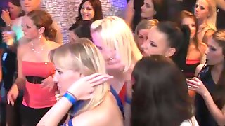 Juicy pussies rammed public orgy at night club party