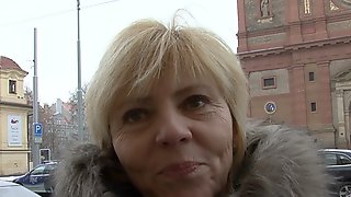 Old Czech mature lady convinced to fuck for POV video