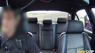 Fake police officer bangs a big-titted mature on the highway