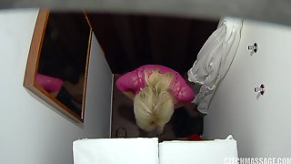 Massage blowjob fucking and a facial for a blonde