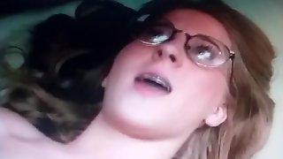 Nerdy college girl in glasses fucked