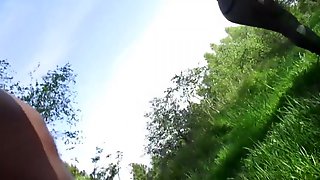 Big tits mature whore fucked outdoor by romanian guy POV 