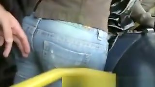 Touching hot ass in bus