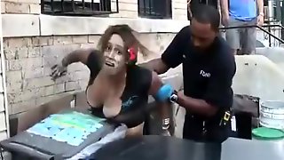 Totally drunk woman with the big neck