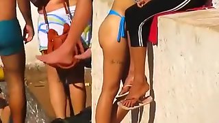 Teen in blue bikini bottom sexy butt