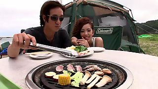 Outdoor POV blowjob and doggy style fuck with young Asian couple