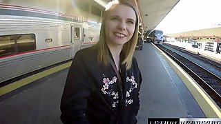 Young Russian Flattie Fucks In The Train With Stranger For Cash