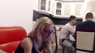 Wife plays behind husband and his friend
