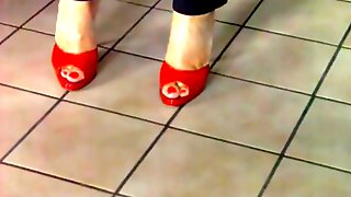 Red Mules In Kitchen