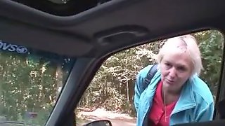 He picks up and fucks old bitch outdoors