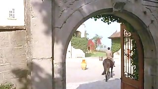 Dude catches sexy blonde in the stables and fucks her hard