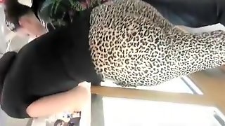 Big ass chick in tiger leggings
