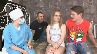 Young virgin chick gets spoiled by two naughty boyfriends