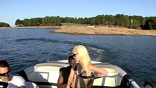 Interracial sex on a motorboat for the slutty blonde jada love