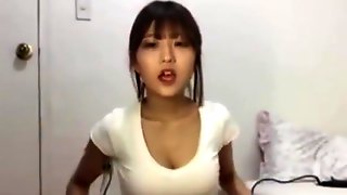 Cute korean girl dancing in webcam show
