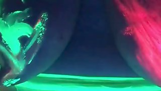 BBW milf black light finger paints massages huge breasts and long nipples