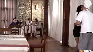 Waitress babe alexa tomas fucks chief in public at restaurant