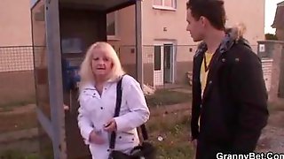 He picks up and fucks blonde granny