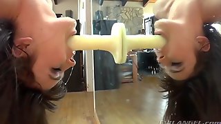Compilation with filthy girls sucking big dildos on mirror