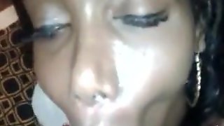 Black T-Girl Sucking It Good