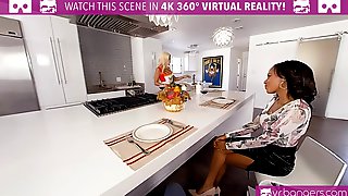 VR PORN - Thanksgiving Dinner becomes a wild threesome with busty milf and teen ebony