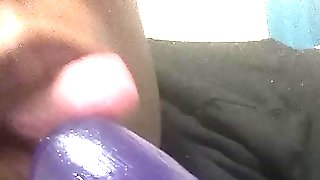 Topping my huge purple dildo!