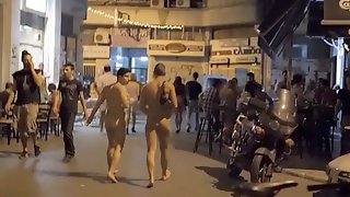 I enjoyed walking around the town with my friend completely naked