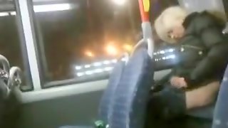 Drunk blonde madam pissing in the back of the bus