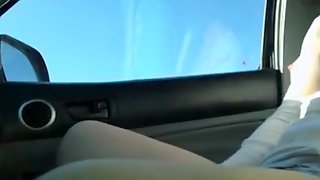 Exhibitionist Girl Flashes Pussy and Tits on Highway to Drivers