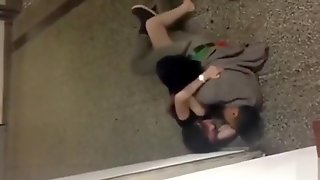 Drunk couple copulating on the hallway floor
