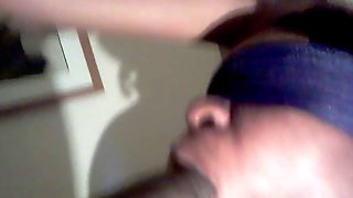 Wife giving great head with a blindfolded oral creampie