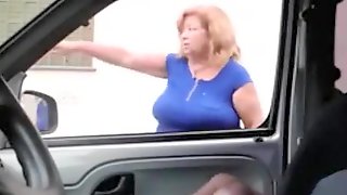 Wanking as old ladies look into his car