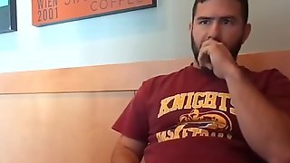 Bearded Bro Public Jerk Off in A Coffee Shop