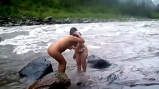 Indian Wife Naked River Bath