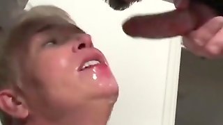 Roughly fucked mature slut swallows huge load of cum