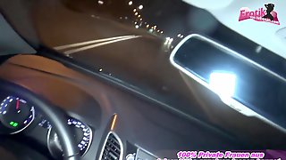 My german girlfriend blowjob in car while driving and get cumshot in mouth - die laura