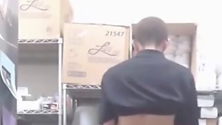 Asian fucked in the backroom at work