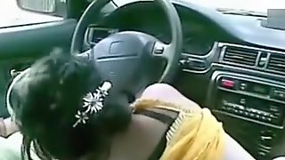 Brunette hooker gives client a blowjob in his car and swallows cum