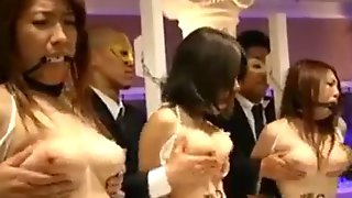 Japanese girl getting auctioned gets their nipples licked