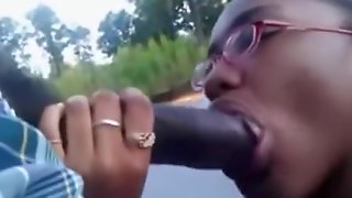 Nerdy Ebony Slut Polishing Her LoverS Doorknob