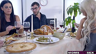 Mom Fucks Son & Eats Teen Creampie For Thanksgiving Treat