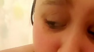 Girl finger fucks herself in the shower quietly with family in the house!