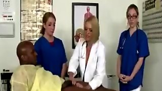 These sluts have a naughty idea for their ebony patient